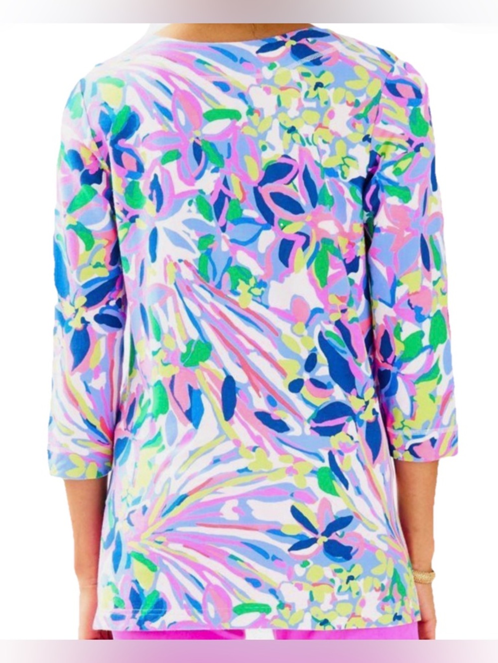 Lilly Pulitzer Floral Split-Neck Tunic Top - Multicolor size L nwt - Picture 12 of 13